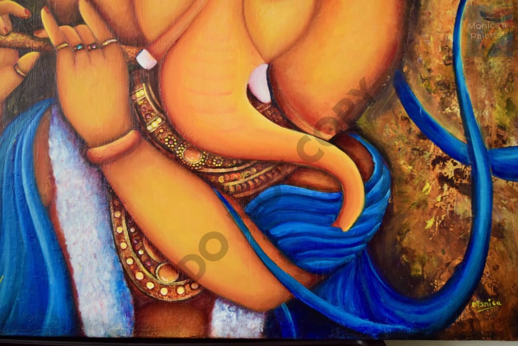 Lord Ganesha Original Acrylic Painting And Canvas Prints