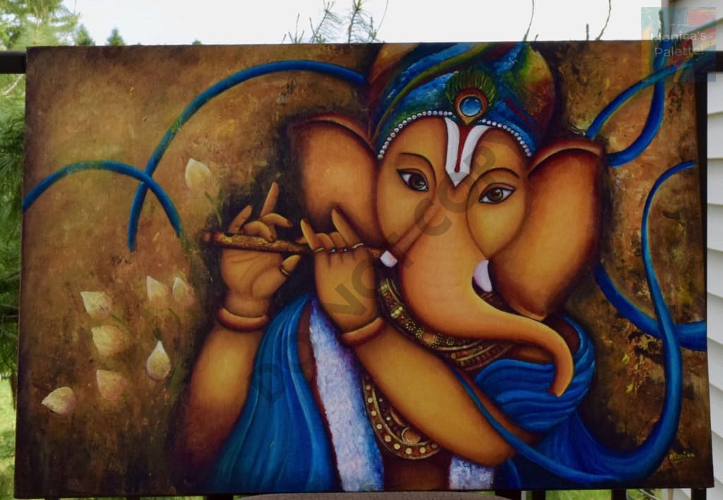 Lord Ganesha Original Acrylic Painting And Canvas Prints