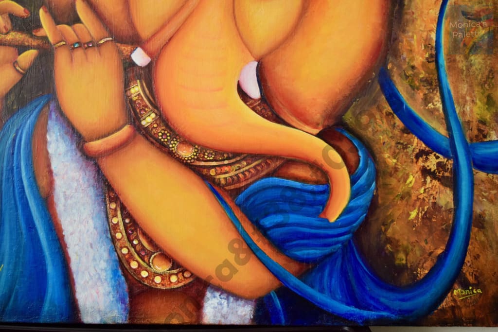 Lord Ganesha Original Acrylic Painting And Canvas Prints