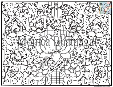 Lotus - Inspired By Madhubani Coloring Page Coloring Page