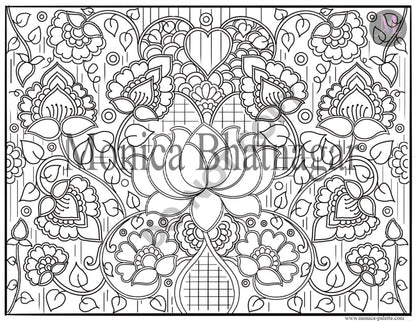 Lotus - Inspired By Madhubani Coloring Page Coloring Page
