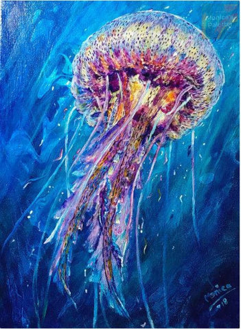 Magical World Jellyfish Acrylic Painting Canvas Print / 18X24