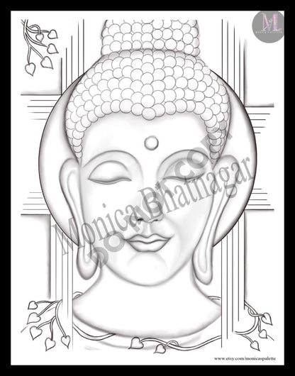 Printable Abstract Buddha Color The Painting Coloring Page