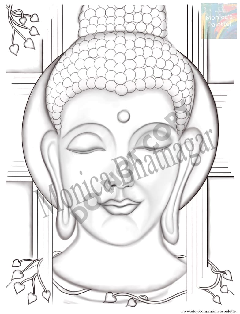 Printable Abstract Buddha Color The Painting Coloring Page