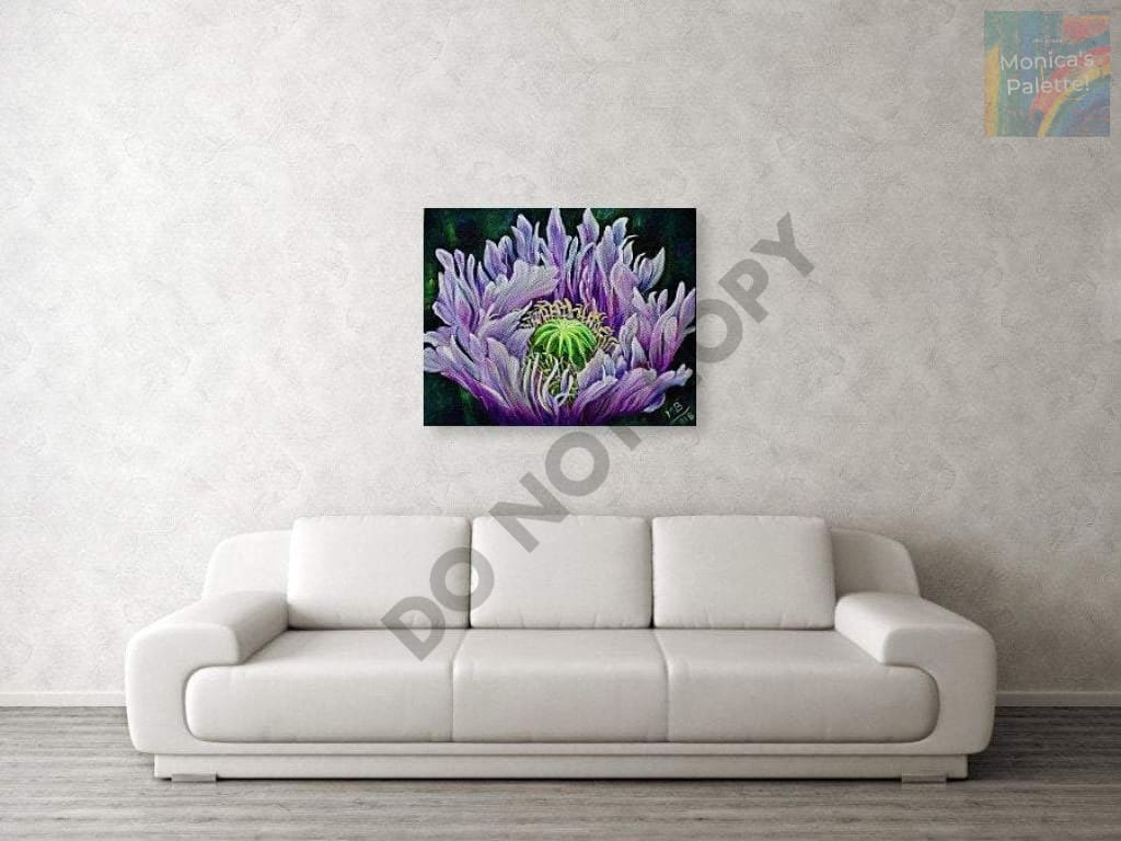 Ragged Poppy Flower Original Acrylic Painting And Canvas Prints