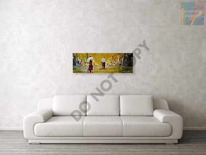 Rainy Day Original Hand Made Acrylic Painting Home Deco Walk In Rain Painting