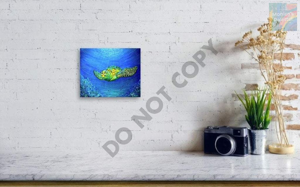 Sea World - Tortoise Acrylic Original Painting Under The Sea Turtle Painting