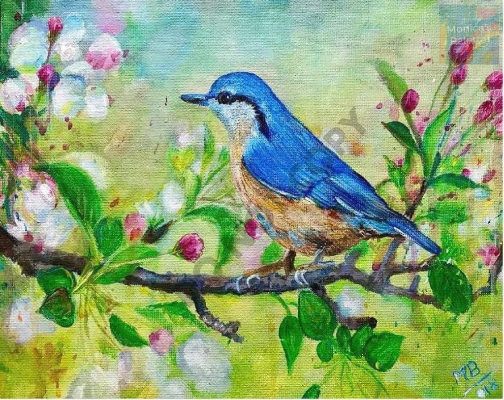 The Enchanted Bird - Acrylic Miniature Painting Original / 8X10