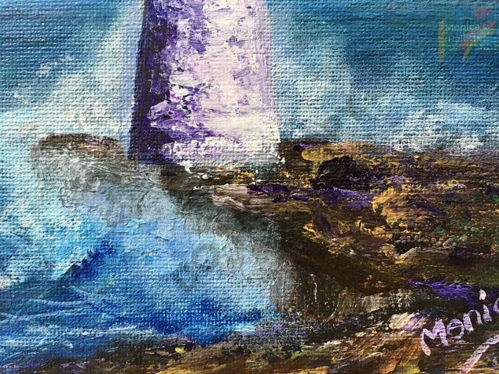 The Light House - Acrylic Original Painting Lighthouse Painting Walldecor Originalartwork Ocean On